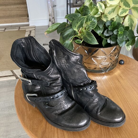 A.S.98 New Leather Boots, metallic black, in size 38 - Picture 2 of 10